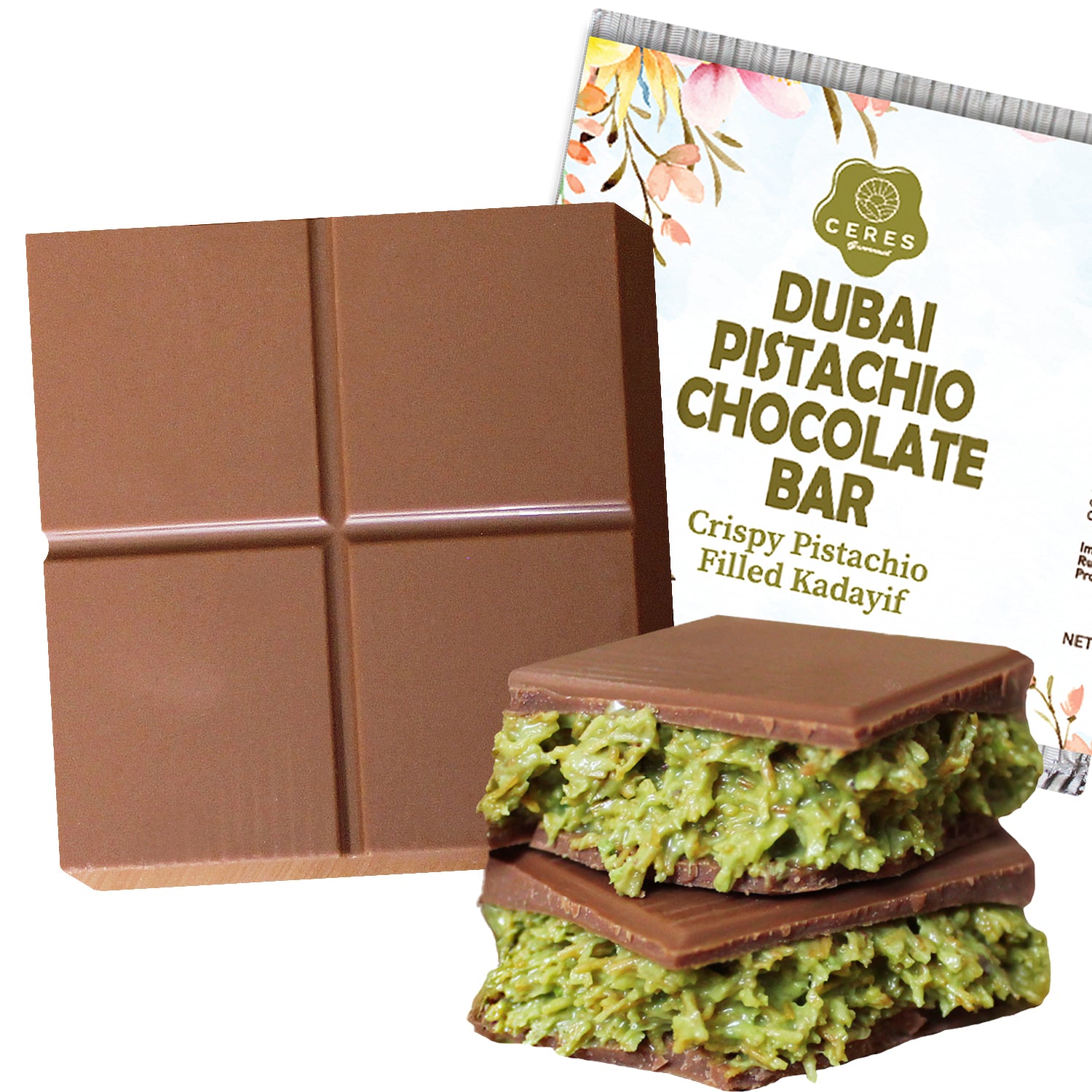 Viral Dubai Chocolate Bar - 75% Pistachio